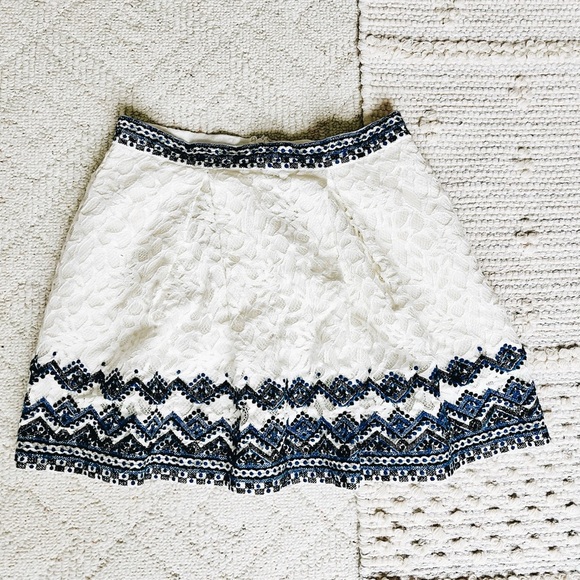Sea New York Dresses & Skirts - SEA New York Lace Embroidered Flirty Mini Skirt Blue White Stripe